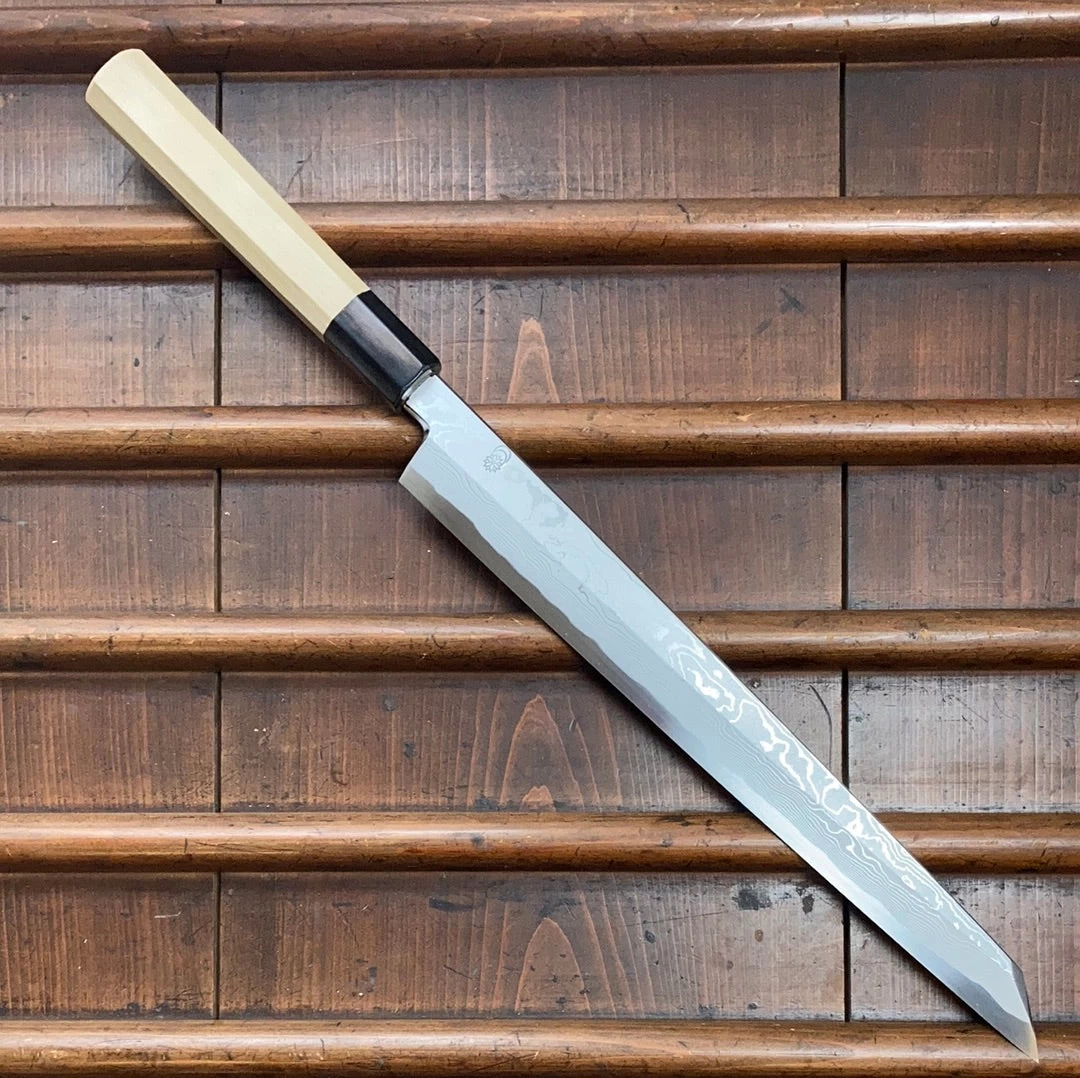 Sakai Kikumori Kikuzuki Uzu 300mm Kiritsuke Yanagi Aogami 1 With Saya 4 Sakai Kikumori Kikuzuki Uzu 300mm Kiritsuke Yanagi Aogami 1 With Saya - Image 2