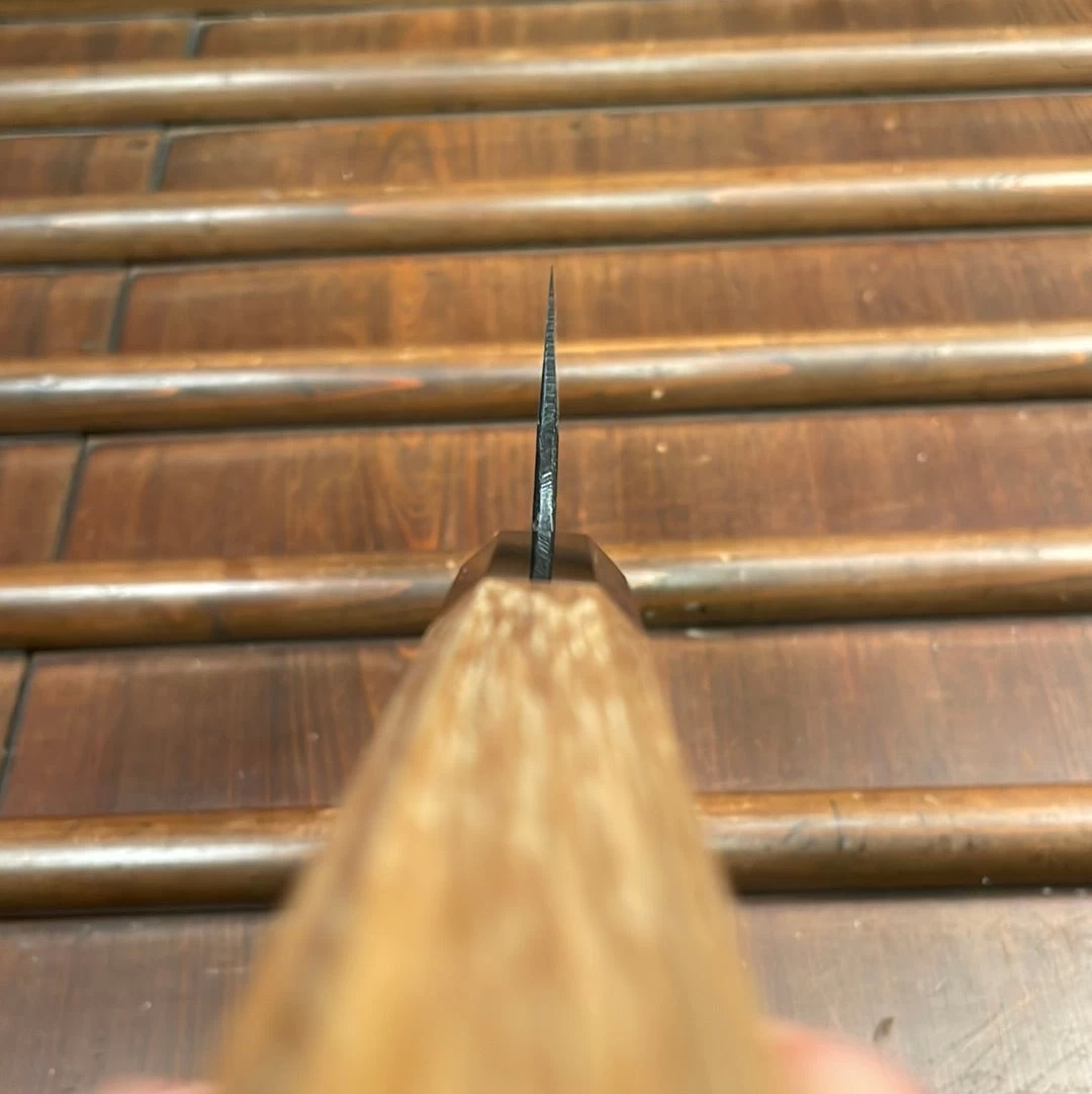 Kumokage 180mm Bunka Aogami 2 Kurouchi Carbon Damascus Oct Teak Horn 10 Kumokage 180mm Bunka Aogami 2 Kurouchi Carbon Damascus Oct Teak Horn - Image 8