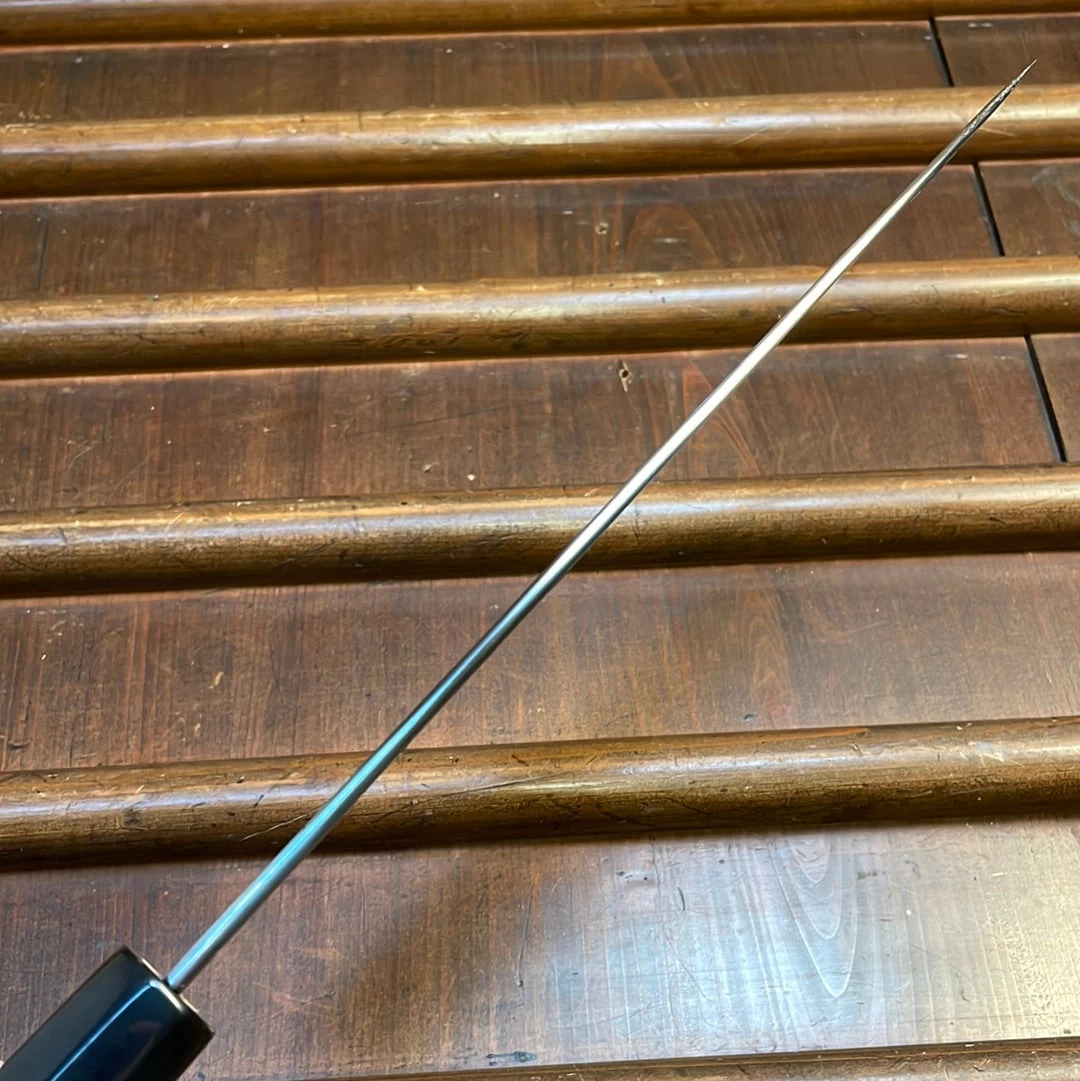 Sakai Kikumori Nakagawa 240mm Gyuto Aogami 1 Kurouchi Burnt Chestnut W/ Saya 8 Sakai Kikumori Nakagawa 240mm Gyuto Aogami 1 Kurouchi Burnt Chestnut W/ Saya - Image 6