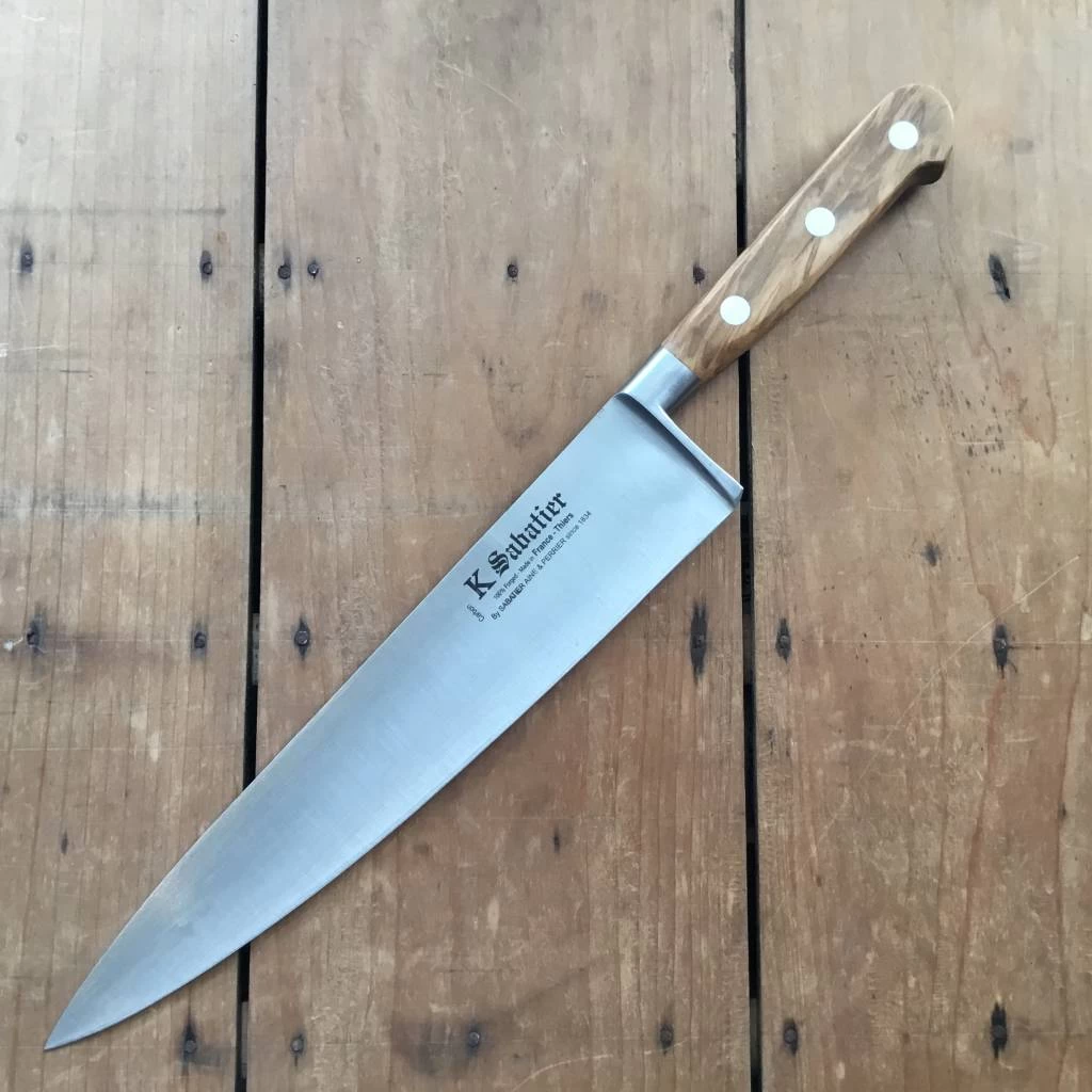 K Sabatier Authentique 10" Chef Carbon Steel Olive 5 K Sabatier Authentique 10" Chef Carbon Steel Olive - Image 3